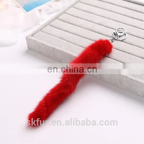 Multicolor and Smooth Real Mink Fur Fairy Tail Keychain photo-6