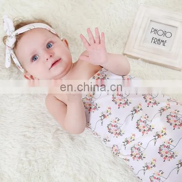 Newborn Baby Swaddle Receiving Blanket With a Matching Headband Set photo-3