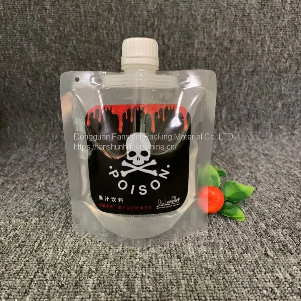 Customizable Beverage Plastic Suction Nozzle Packaging Bag 100ml 200ml 300ml Juice Drink Transparent Suction Nozzle Bag