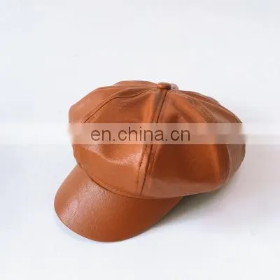 Children's Beret Autumn and Winter Girls Octagonal Hat British Retro Leather Hat Baby Painter Hat Boy Pumpkin photo-5