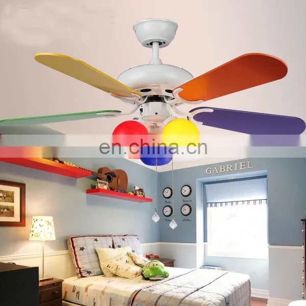 Simple and Stylish 42-inch Fan Lights Colorful Children's Bedroom, Decorated Wooden Fan Lights Wholesale photo-6