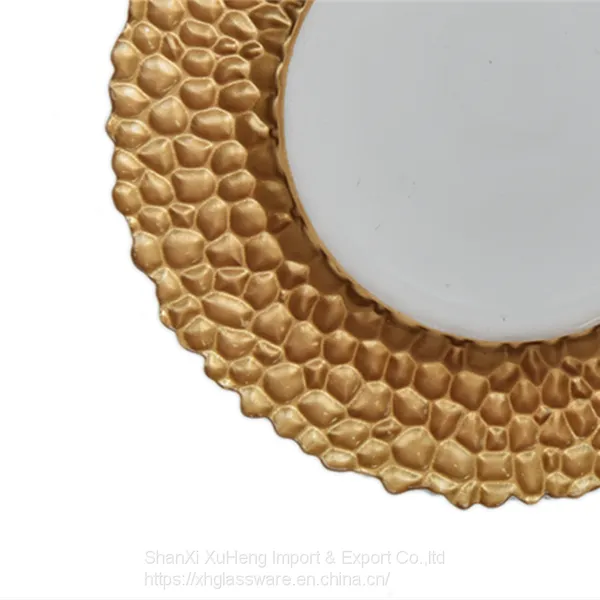 Wholesale Modern Clear Gold Dish Vintage Wedding Decoration Gold Rimmed Glass Charger Plates photo-4