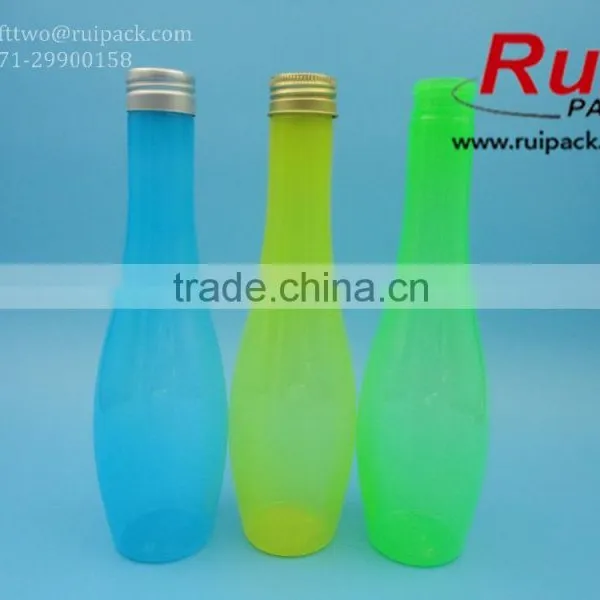 Hot! Long Thin Plastic PET Bottle With Aluminum Cap for Beverage/drink, Clear PET Juice Bottle photo-5