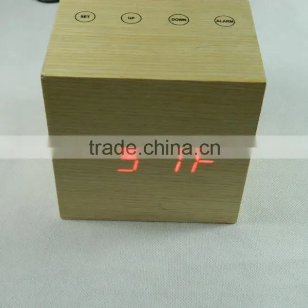 Nature Material High Quality Sensor Indoor Wooden Clock photo-5