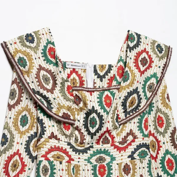 2025 Spring New Product European and American Style Women's Clothing Ethnic Style Printed Ribbon Dress for Women photo-4