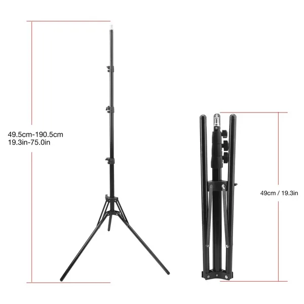 190cm Folding Light Stand Tripod With 1/4 Screw Head For Photostudio Ring Light Softbox