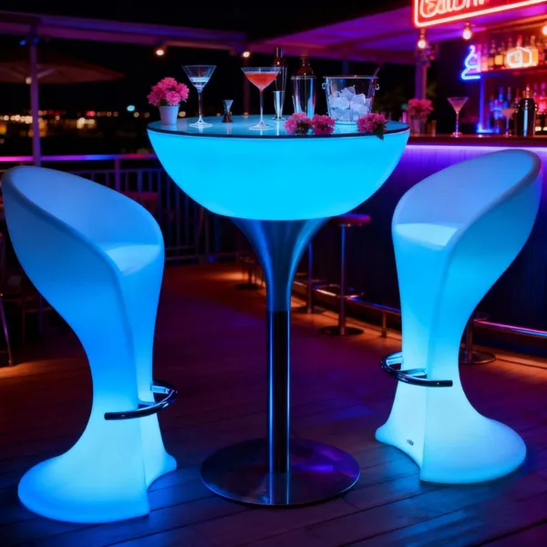 Ice Bucket Table Light Double Bar Chair Nightclub KTV Party End Table Modern Colorful Plastic Commercial Furniture Led Light photo-2