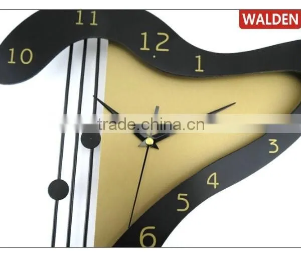Harp Shaped Creative Fashion Quartz Analog Wooden Wall Clock photo-3