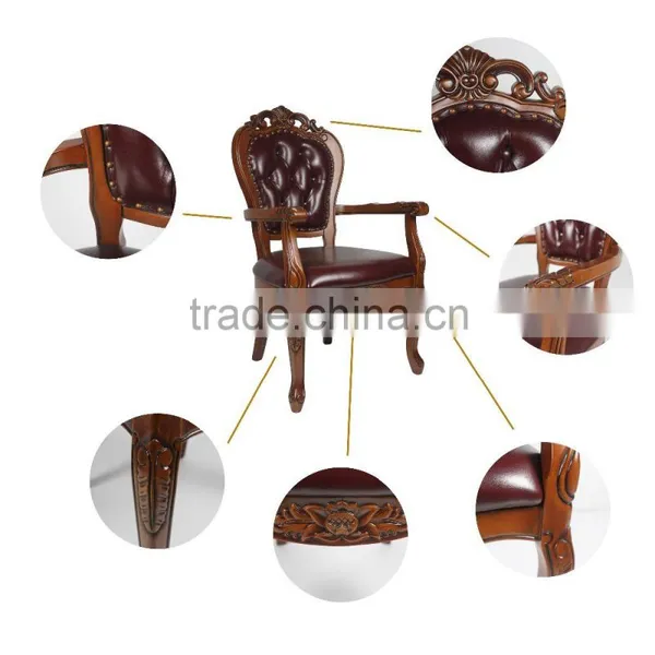 Easy Antique Indian Luxury Leather Seat Copper Nail Royal Baby Connection High Chair Wooden photo-5