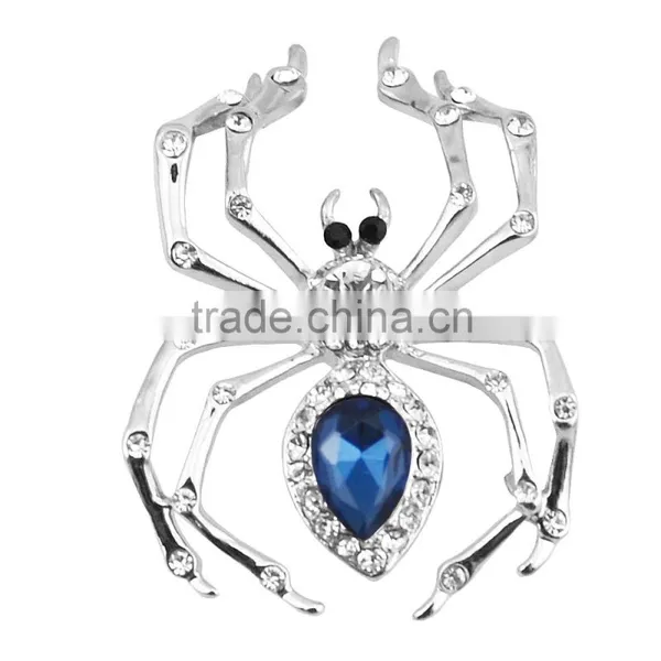 Blue Crystal Brooch Rhinstone Silver Animal Spider Brooch Personality Brooch photo-2