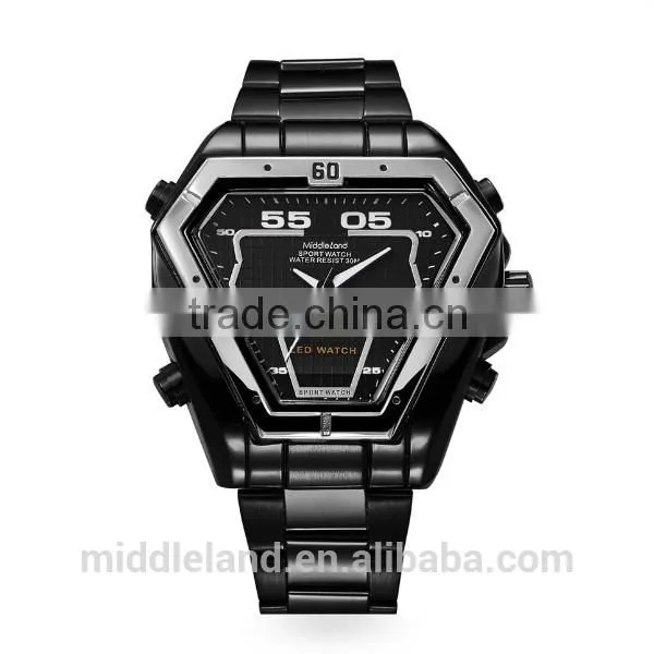 MIDDLELAND Stainless Steel Watch Band Alloy Watch Case Smart Waterproof Men's LED Light Up Watches photo-6