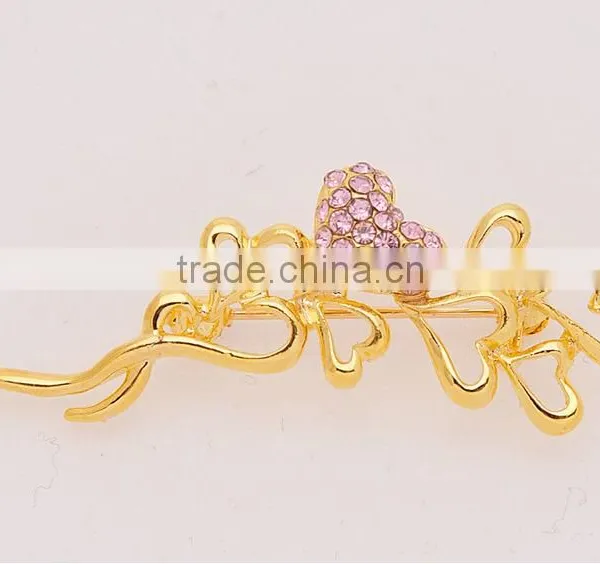 Elegant Crystal Diamond Peach Pin Brooch Gold-plated Fashion Scarf Buckle photo-4