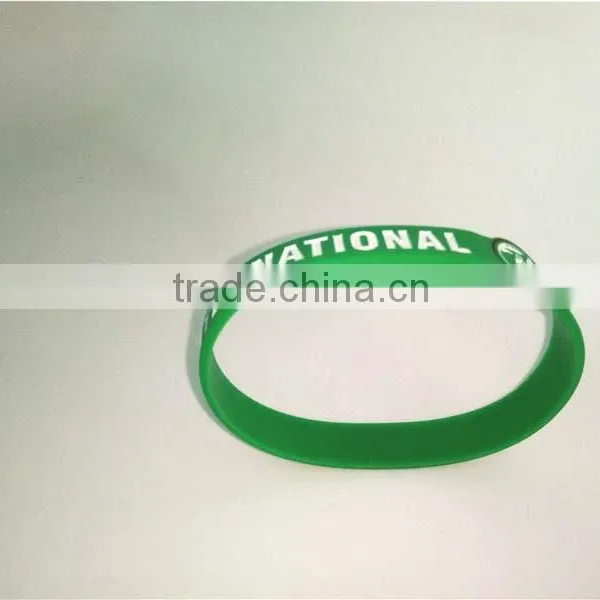 Novelty Style Green Silicone Bracelet Rubber Snap Slap Wristband Producer photo-5
