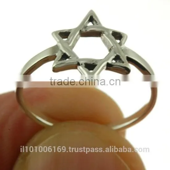 Star of David Plain Sterling Silver Ring, Rp814