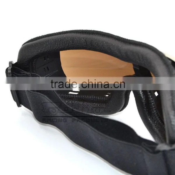 BJ-GT-011 High Quality Black Leather Motorcycle Helmet Steampunk Aviator Goggles photo-5