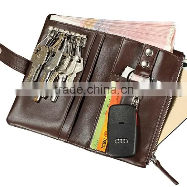 Multifunction High Quality Brown Leather Key Wallet With Card Holder photo-3
