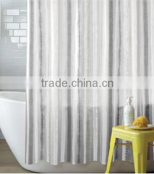 Shower Curtain Gray Stripe Printed, Hot Sale Classic Bathroom Waterproof Curtain