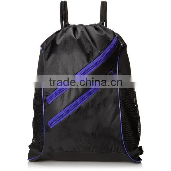 Durable Zippered Nylon Sports Canvas Drawstring Backpack Bag photo-4