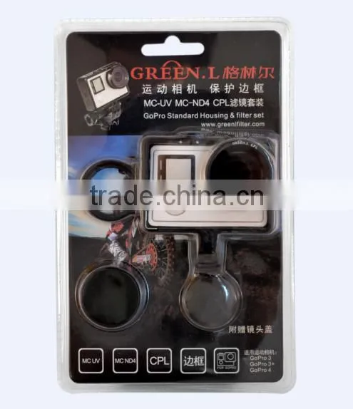 MC UV+CPL+ND8+Go Pro Frame+lens Cap Filter Kit for Hero3 3+ 4 Camera photo-2