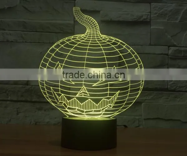 Christmas Gift !3D Illusion Bulbing Night Light Lamp 7 Color Change Touch Switch Novelty Pumpkin Mini Light For Hallowen photo-6