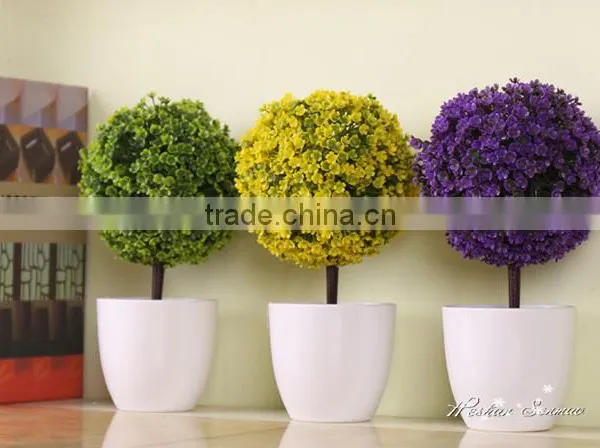High Quality Table Decoration Artificial Topiary Grass Ball Bonsai Potted Plant photo-3