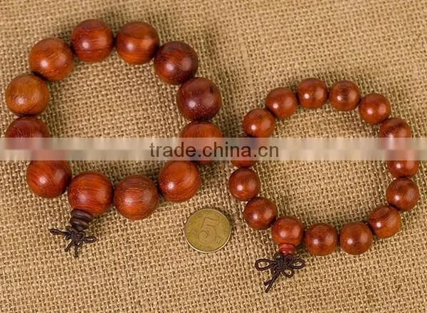 Men's Nice Round Natural Cat's Eye Red Antifatigue Sandalwood Beads Bracelet photo-2