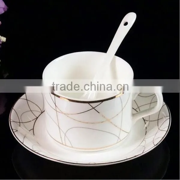 Cheap Bulk Hotel Use Classic Ceramic Tea Cup and Plate Saucer Set
