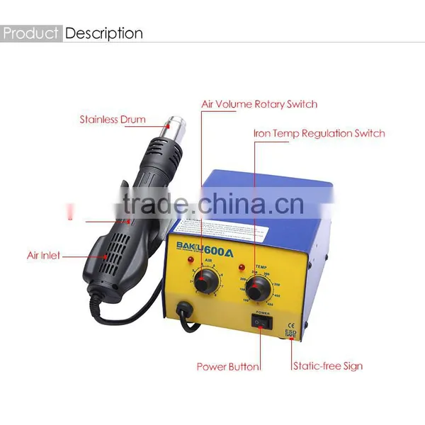 Brushless Fan and Low Noise Hot Air Rework Stationn With One Hot Air Gun (BK-600A Soldering Station) photo-5