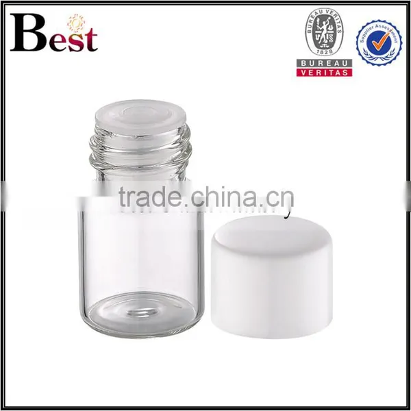 5 / 7 / 8 / 10 /12ml Insert, Plug Sealing Type Clear Tube Glass Bottle With White Plastic Cap photo-2