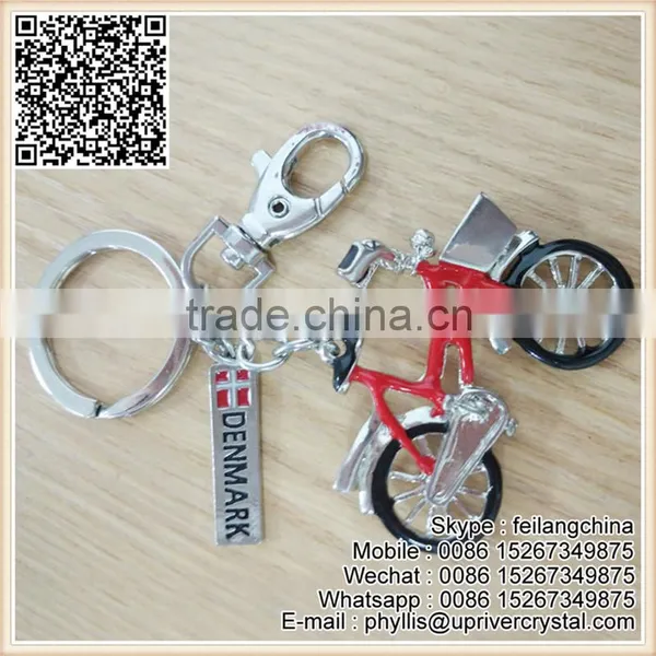 Custom Metal Red Bicycle Keychain Best Quality Promotion Gifts Big Key Ring photo-3