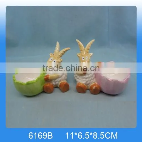 Unique Design Decorative Egg Stands With Ceramic Sheep Figurine photo-2
