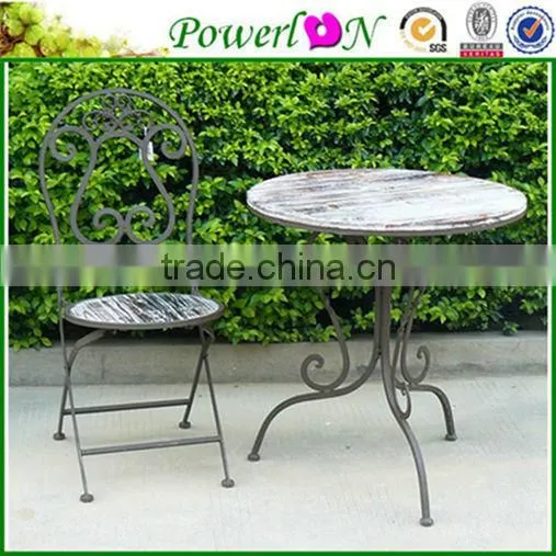 Discounted Unique New Wooden Vintage Outdoor Table Metal Chair
