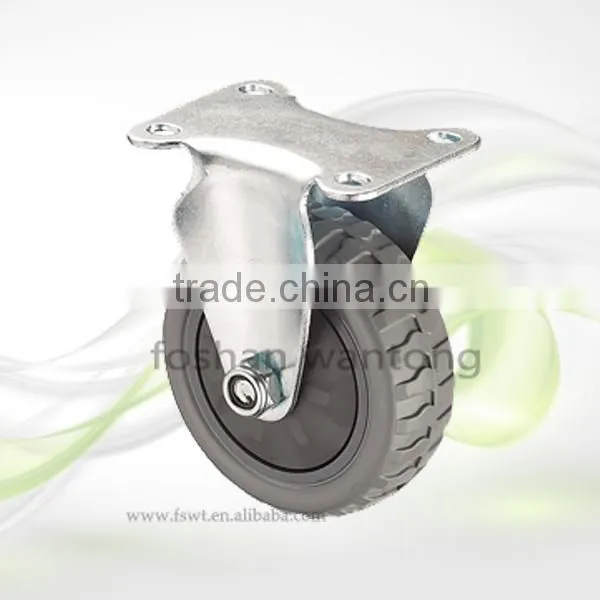 4 Inch Threaded Rod With Double Brake Swivel Industrial Pu Caster Wheel photo-2