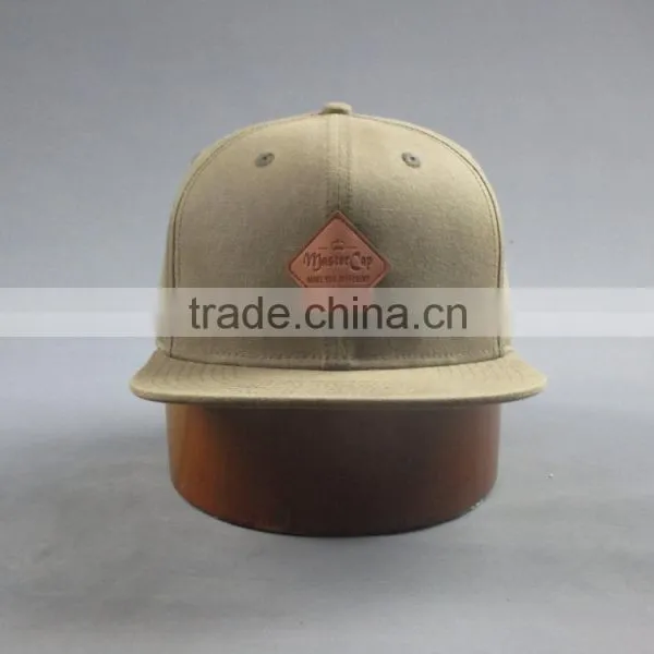 Custom High Quality 6- Panel 100% Cotton Snapback Hat With PU Badge photo-2