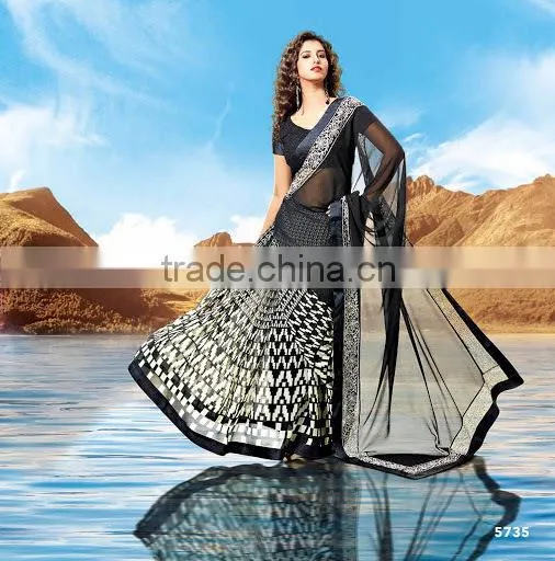 Best Orange Georgette Bollywood Movie Saree photo-6