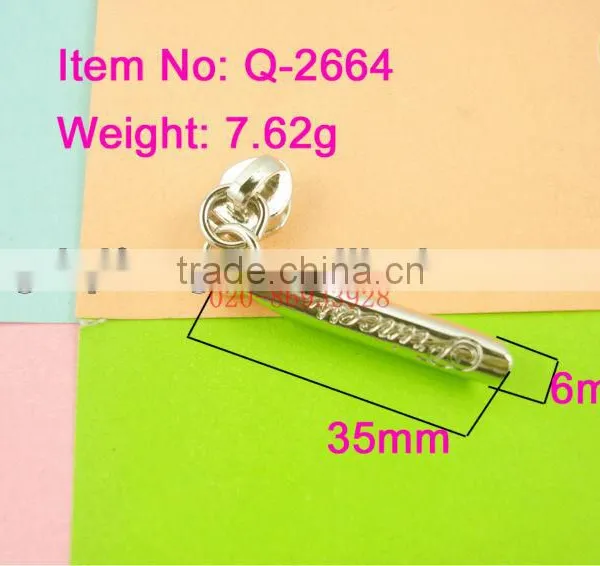 2013 new products metal plates fro bags stock market zip slider q-2664