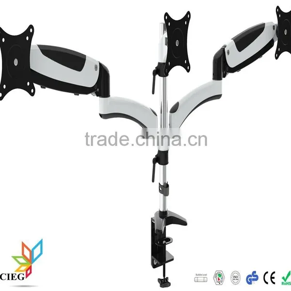 Desk Clamp and Grommet Gas Spring LCD Triple Monitor Mount photo-2