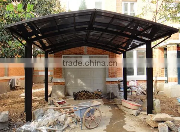 White Metal Frame Double Polycarbonate Sheet Aluminum Car Canopy Carport photo-3