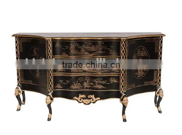 Louis XV Style Wooden Console Table, Exquisite Hand Painted Rectangular Hallway Desk, Classical Wood Carved Console Table photo-3