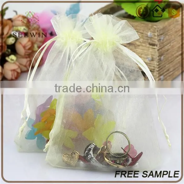 Small Cute Personal Customerized Organza Fabric Drawstring Pouch Wedding Favor Bags photo-2