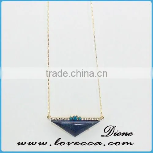 Cheap Raw Turquoise Gold Necklace Triangle Gemstone Pendant Necklace photo-3