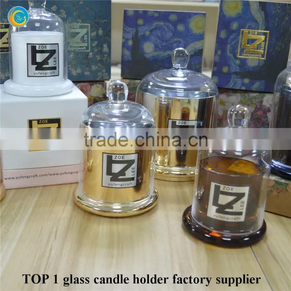 Gold Glass Candlesticks Antique Glass Cloche photo-5