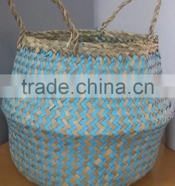 Zigzag Seagrass Storage Basket/ Seagrass Basket for Home Decor photo-3