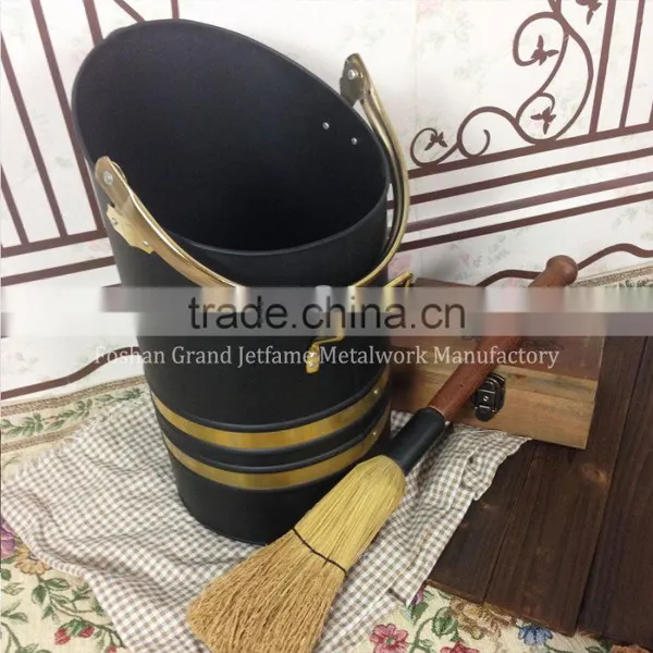 2016 New Design Metal Black Coal Bucket With Golden Handle photo-3