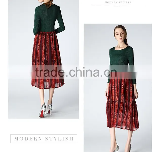 Latest Design Spring Lady Pleated Bohemia Long Dress photo-5