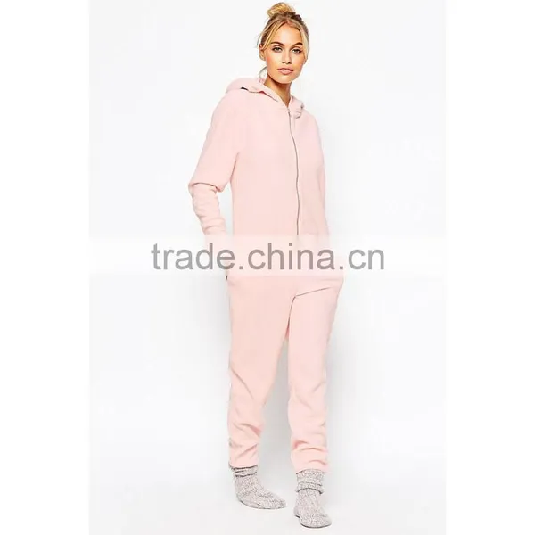 100%cotton Warm Fleece Plain Soft Pink Pig Onesie Pajamas photo-4