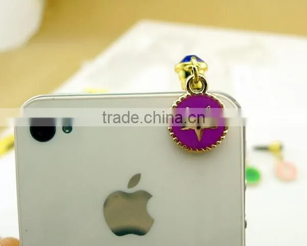 Beautiful Star Pattern Pendant Phone Charms Metal Round Charm Dustproof Jewelry With Crystals photo-5