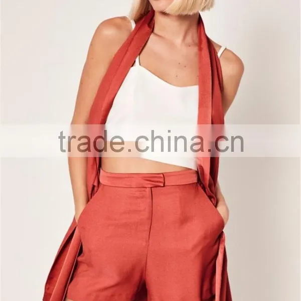 New Arrival Women Wid Leg Satin High Waisted Shorts Satin Boxer Shorts photo-5