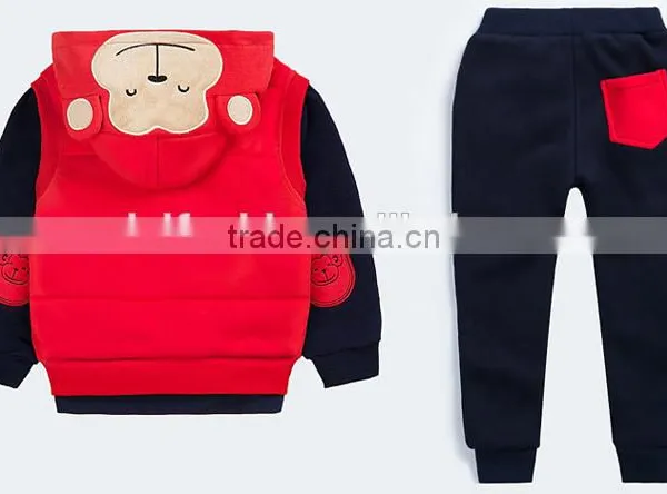 Custom Fashion and Quality Baby Girls Boys Winter Warm 3pcs Clothing Sets photo-4