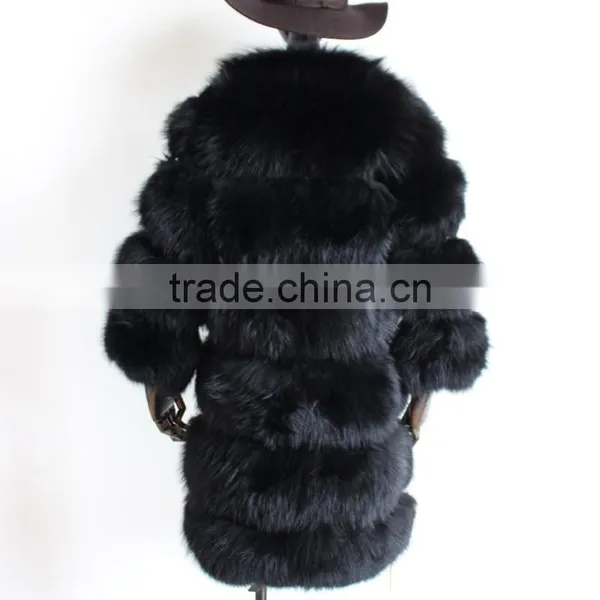 Myfur 2017 Winter Wholesale Women Fashion Raccoon Fur Coat and Jackets in Black photo-3